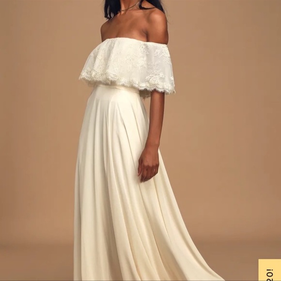 Lulu’s Off Shoulder Lace NOT MATERNITY Maxi Dress - Picture 8 of 9